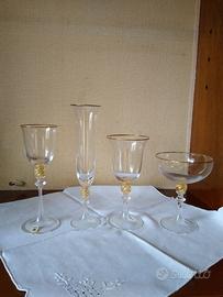 Servizio di bicchieri cristallo e oro
