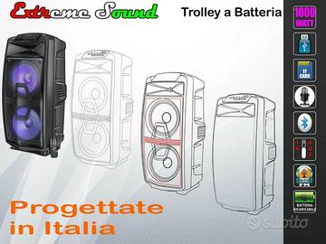 CASSA PORTATILE Ricaricabile TROLLEY AMPLIFICATA 1000Watt