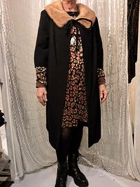 Cappotto vintage nero tg 42-44 con collo visone