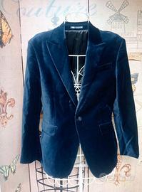 Giacca blazer ZARA in velluto blu – Taglia 48