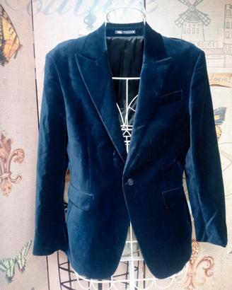 Giacca blazer ZARA in velluto blu – Taglia 48