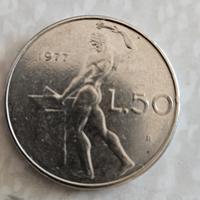 Rara moneta di 50 lire del 1977