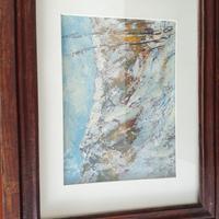 Dipinto di piccolo paesaggio montano vintage.