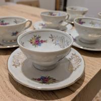 Set 6 tazzine caffè vintage porcellana bordate oro