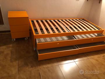 Struttura letto singolo  cassetti piu cassettiera