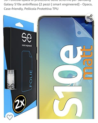 Pellicola trasparente opaca Samsung Galaxy S10e