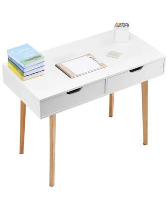 Scrivania Piccola con 2 Cassetti Bianco e in Legno