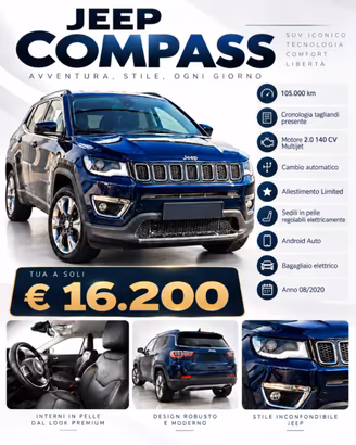 Jeep Compass Limited 2.0 Mjet 140 CV 4x4 08/2020