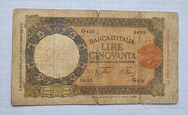 50 Lire Lupetta (Fascio) Roma - 1° TIPO DM. 01-06-
