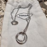 Collana Fossil cerchi intrecciati argento