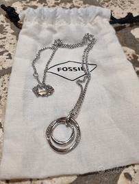 Collana Fossil cerchi intrecciati argento