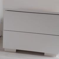Comodino moderno bianco a 2 cassetti