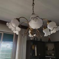 Lampadario ottone e vetro