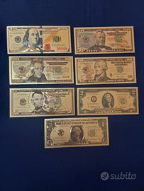 DOLLARI U.S.A. SERIE 7 PZ LAMINA D'ORO COL.1