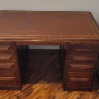 scrivania legno massello e pelle