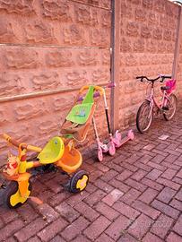 Bicicletta, triciclo, monopattini