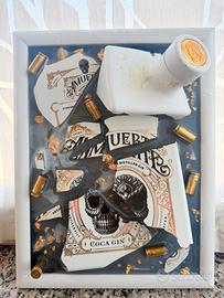 Quadro Gin Amuerte e bossoli 9×21