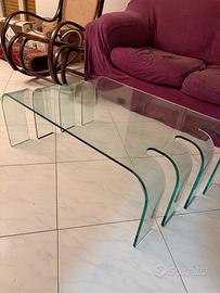 Tavolino da salotto in vetro cristallo curvato