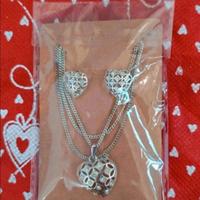 Parure collana e orecchini cuoricini