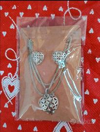 Parure collana e orecchini cuoricini