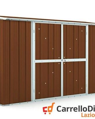 Casetta in lamiera esterno 307x100cm legno scuro