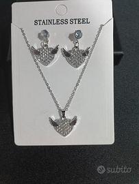 Collana e orecchini cuore Alato 