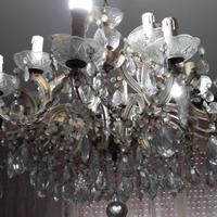 Lampadario in  vetro tagliato a goccia, anni 70