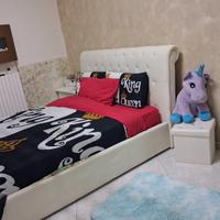 letto matrimoniale similpelle bianco contenitore