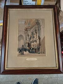 Litografia Haghe 1840 Hohensalzburg cornice mogano