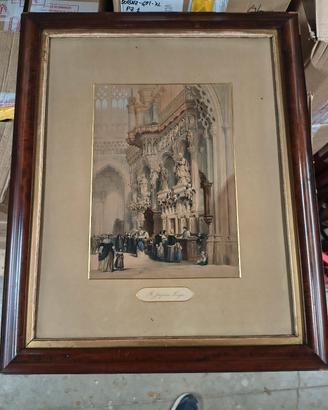 Litografia Haghe 1840 Hohensalzburg cornice mogano