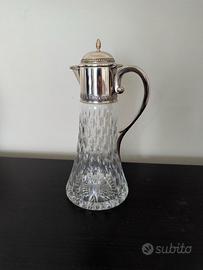 Caraffa in cristallo di Boemia e argento
