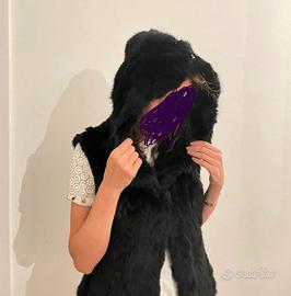Smanicato nero di vera pelliccia