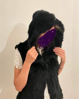 Smanicato nero di vera pelliccia