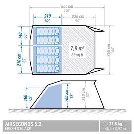 Tenda da campeggio Quechua Air seconds 5.2 F&B