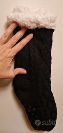 Calze antiscivolo adulti nere foderate in pile