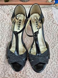 Scarpe da tango n. 38, pelle nera + vernice.