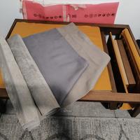 tavolino legno massello wengè  pelle 