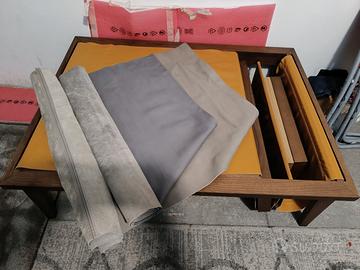 tavolino legno massello wengè  pelle 