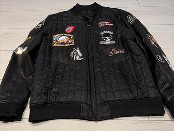 Bomber nero Harley Davidson pelle poliestere