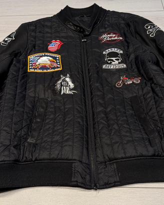 Bomber nero Harley Davidson pelle poliestere