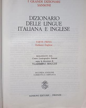 Grande Dizionario Sansoni Italiano-Inglese Parte I