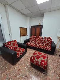 Divano letto una piazza e mezza con poltrona, pouf