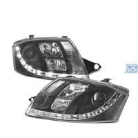FARI AUDI TT 98-05 LUCE DIURNA LED REALE FONDO NER