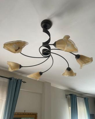 Coppia Lampadario a 6 luci stile floreale