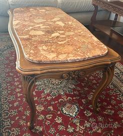 Elegante tavolino vintage in legno e marmo vero