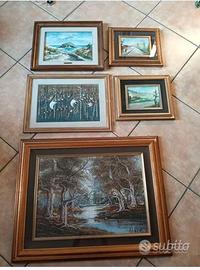 Lotto quadro cornice legno dipinto su tela pittore
