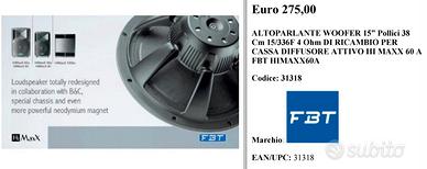 Ricambio woofer FBT 380mm
