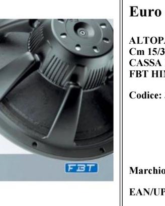 Ricambio woofer FBT 380mm