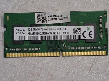 RAM DDR4 SO-DIMM per portatile 4GB