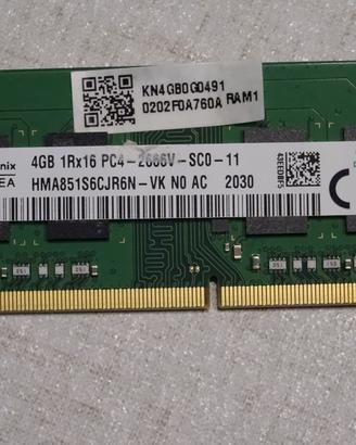 RAM DDR4 SO-DIMM per portatile 4GB